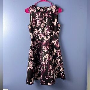 Jennifer Lopez Purple Floral Fit and Flare Peplum Midi Dress